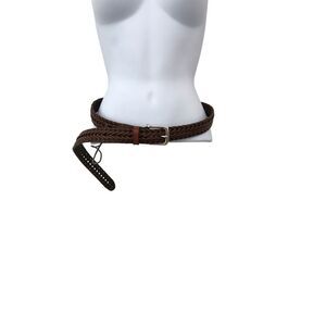 Vintage Dockers Braided Leather Belt Dark Brown Woven Size 40  1 inch wide